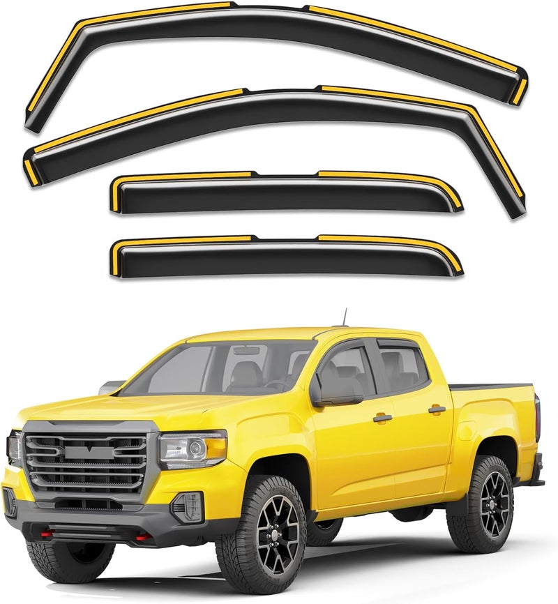 Deejecsun in-Channel Window Rain Guards Fit for Chevy Colorado/GMC Canyon 2015-2022 Crew Cab Extra Durable Window Deflectors Vent Visors Shades Car Accessories Visors Rain Guards -4 pcs - Image 1
